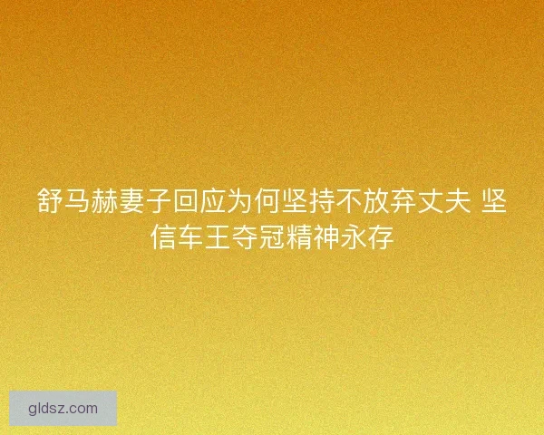 舒马赫妻子回应为何坚持不放弃丈夫 坚信车王夺冠精神永存