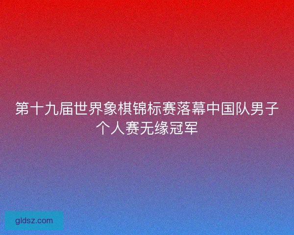 第十九届世界象棋锦标赛落幕中国队男子个人赛无缘冠军